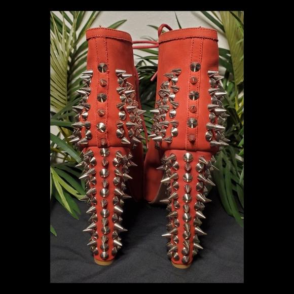 JEFFERY CAMPBELL RED STUDDED HEELS SZ. 8M - Picture 3 of 6